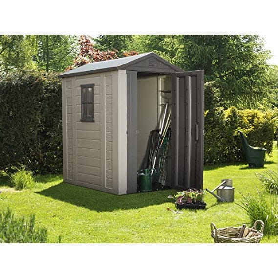 Keter 4’x6′ Factor Heavy Duty Plastic Garden Shed – Beige - Image 2