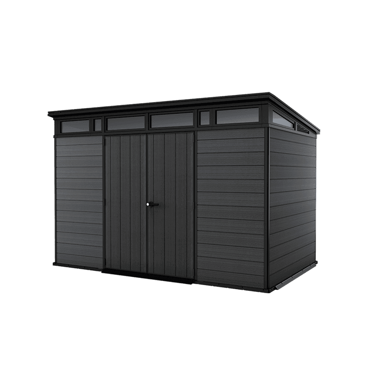Keter Artisan 7x11 ft Pent Dark-Grey Plastic 2 door Shed with floor & 1 window